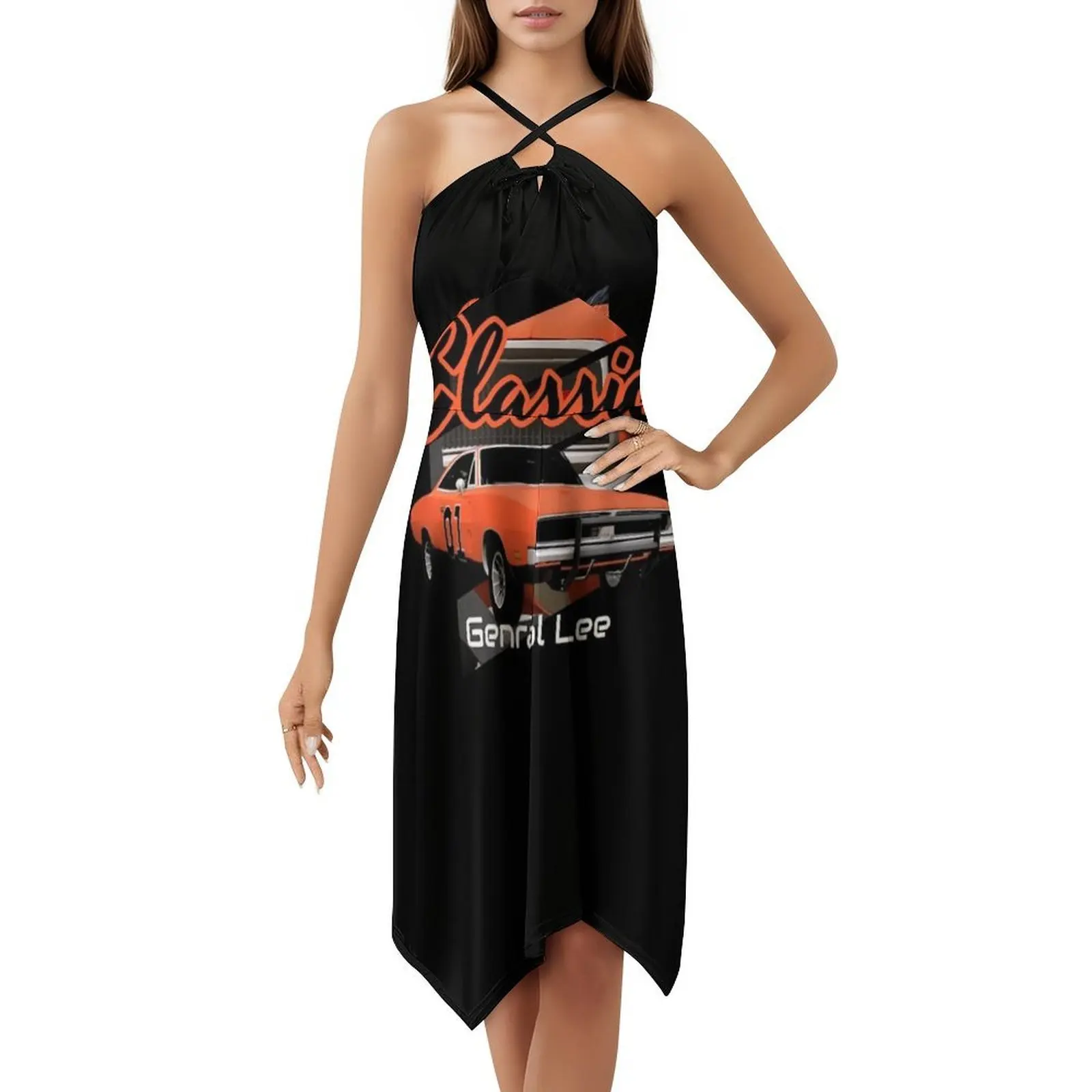 فستان الحفلات الأنيق للنساء من General Lee 01 على شكل حرف A مع خيارات قصيرة/طويلة/بدون أكمام شاحن General Lee Of Hazzard #5