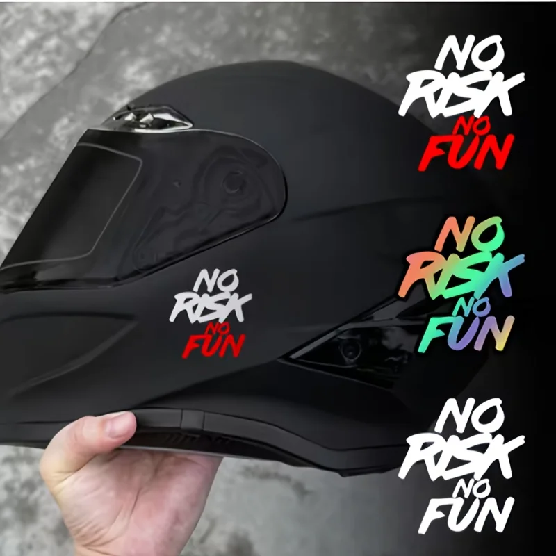 

4PCS/SET "NO RISK NO FUN" Helmet Waterproof Stickers – Multi-color Vinyl Decals for Motorcycle Helmet, Car, Laptop Decor