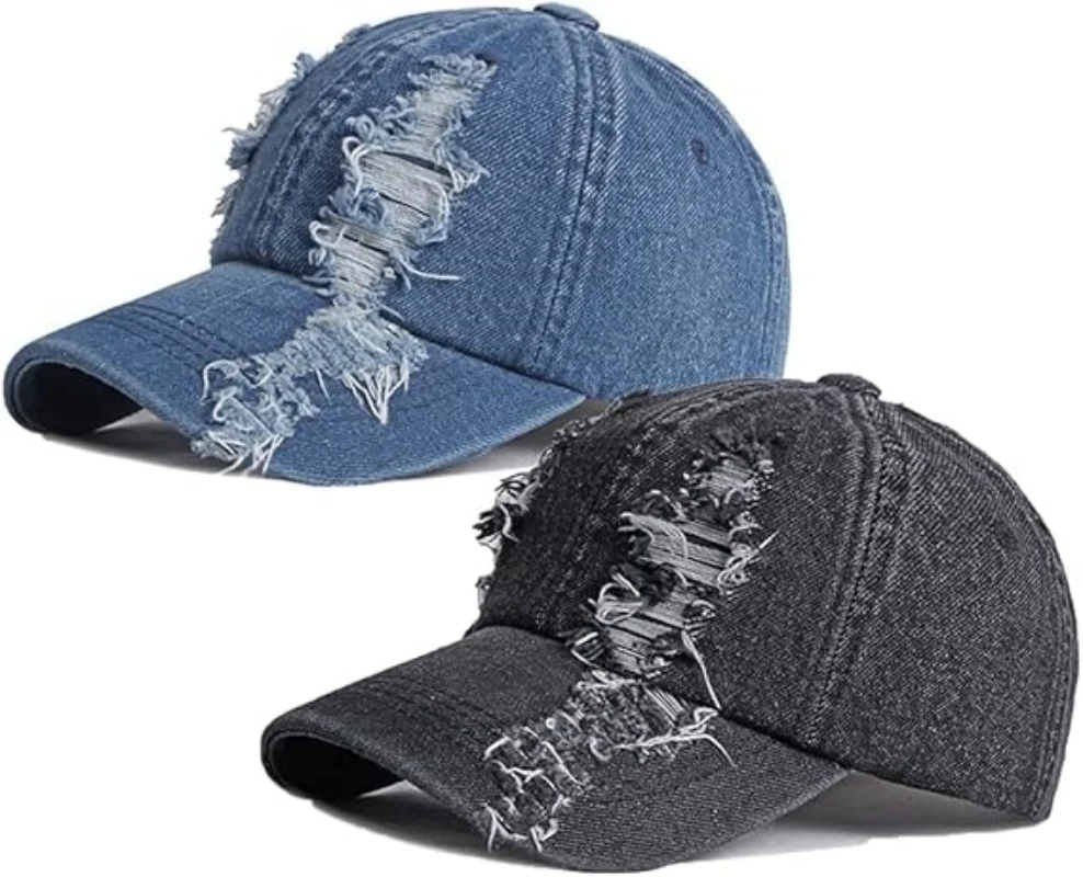 

Men's and women's spring and summer fashion ripped baseball cap cowboy cap outdoor sun visor