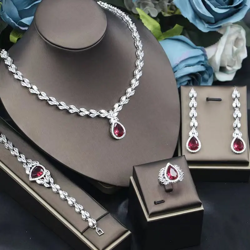 Wedding jewelry set Dinner jewelry fashion luxury exquisite 3A zircon four-piece set