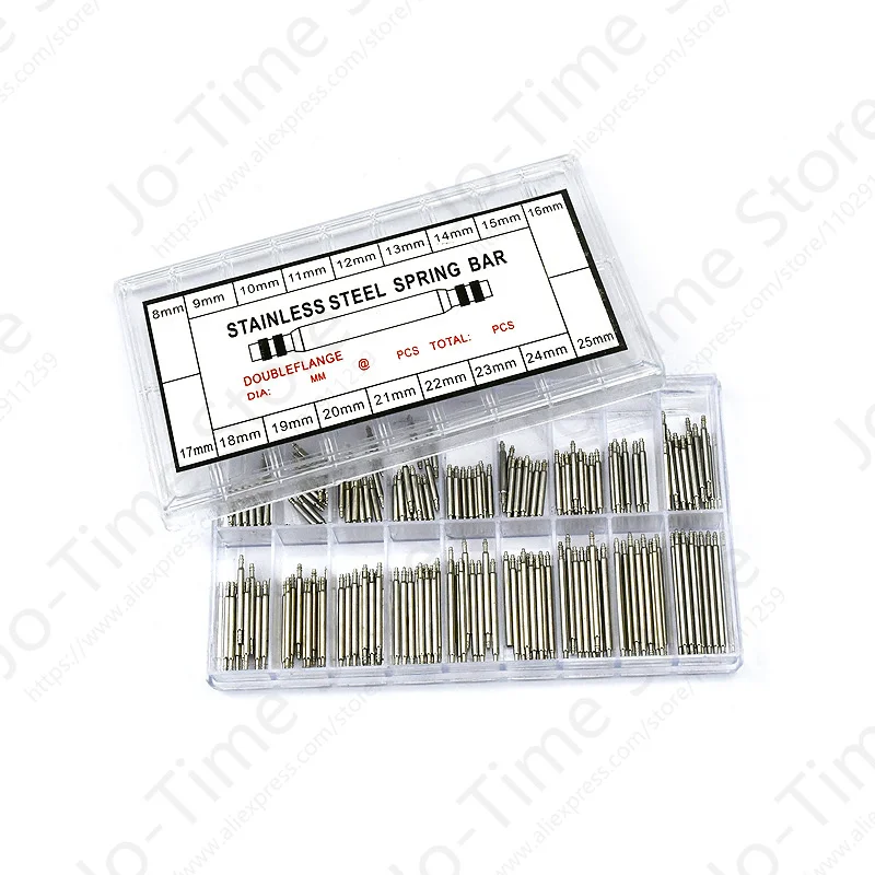 270pcs/Set Watch Accessories Watchband Stainless Steel Metal Spring Bars 8mm - 25mm Strap Belt Repair Watch Spring Bar Tool