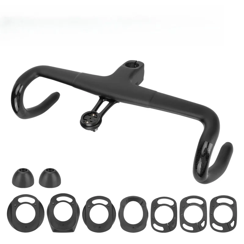 Carbon Fiber Bicycle Handlebar Road Bike Integrated Drop Bar Lightweight Computer Mount Bar Sturdy Multi Size Bicycle Parts