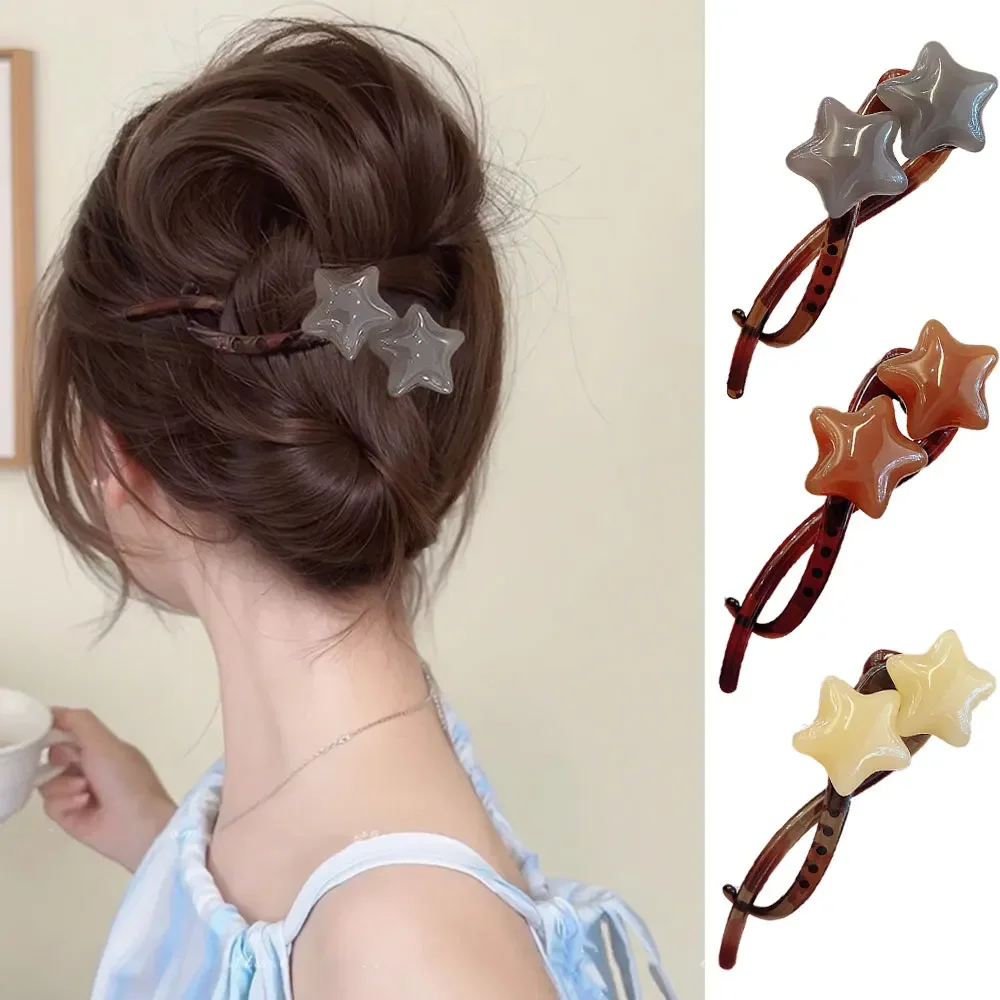 Pince à cheveux torsadée étoile élégante pour femmes, 1 pièce, pince à cheveux antidérapante, accessoires pour cheveux doux, maquillage crabe, petites épingles à cheveux