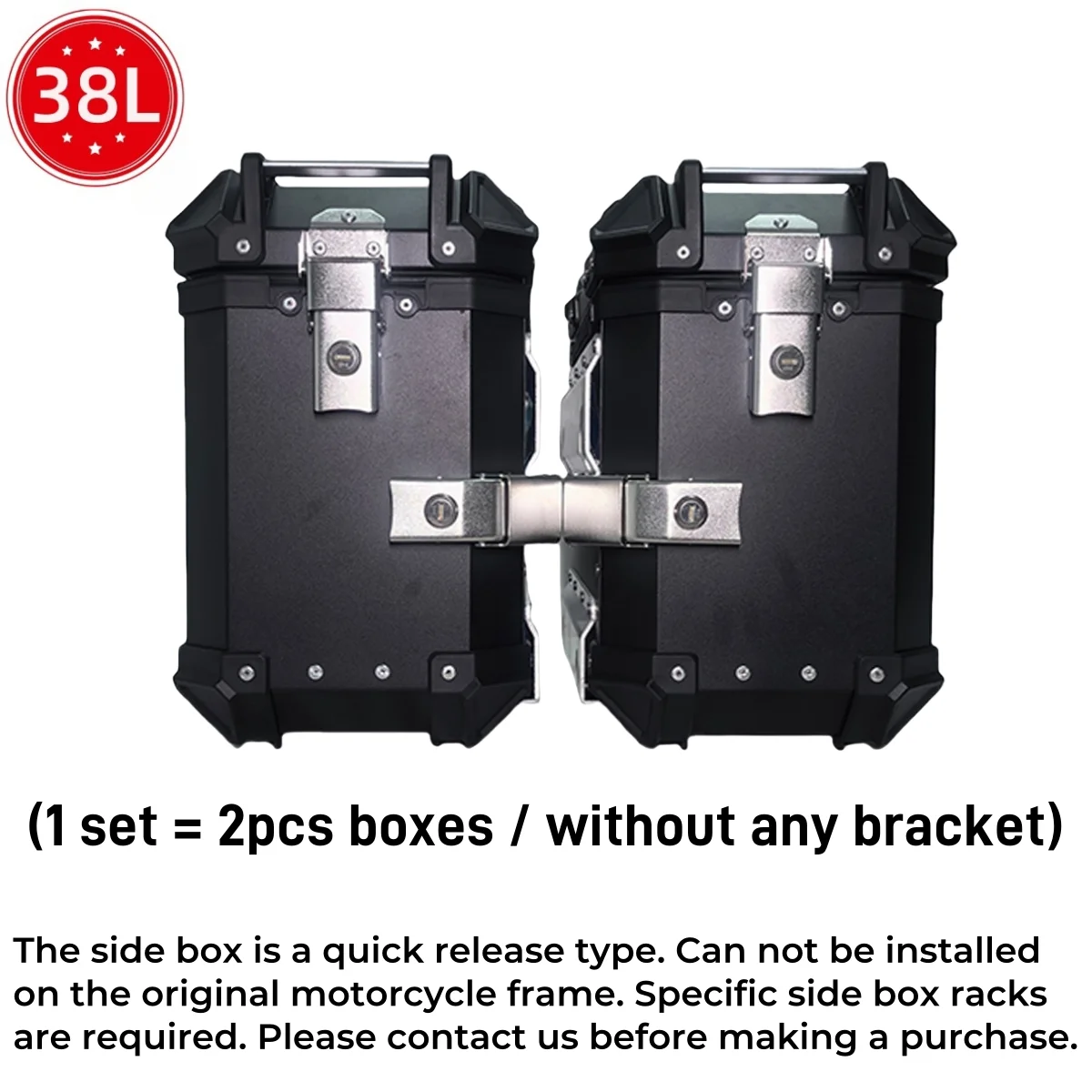 38L motorfiets zijbox snelsluiting aluminium motorfiets zadeltas zijkoffer achterbagagekoffer waterdichte gereedschapskist