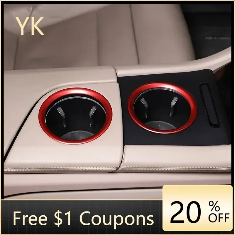 

For Porsche Taycan 2019-2024 Aluminum Alloy Car Central Control Water Cup Holder Trim Ring Interior Car Accessories