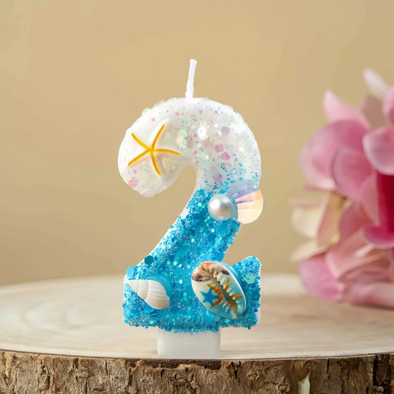 Shell-shaped Starfish Digital Birthday Candles, Perfect for Ocean-Themed Parties and Children’s Summer Beach Cake Decorations view 4