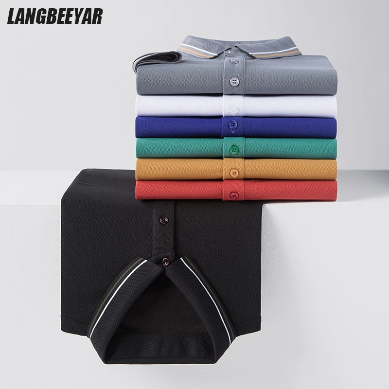 

High-tech Waterproof Antifouling Fabric New Summer Brand Neck Plain Polo Shirt Short Sleeve Casual Tops Fashions Men Clothes
