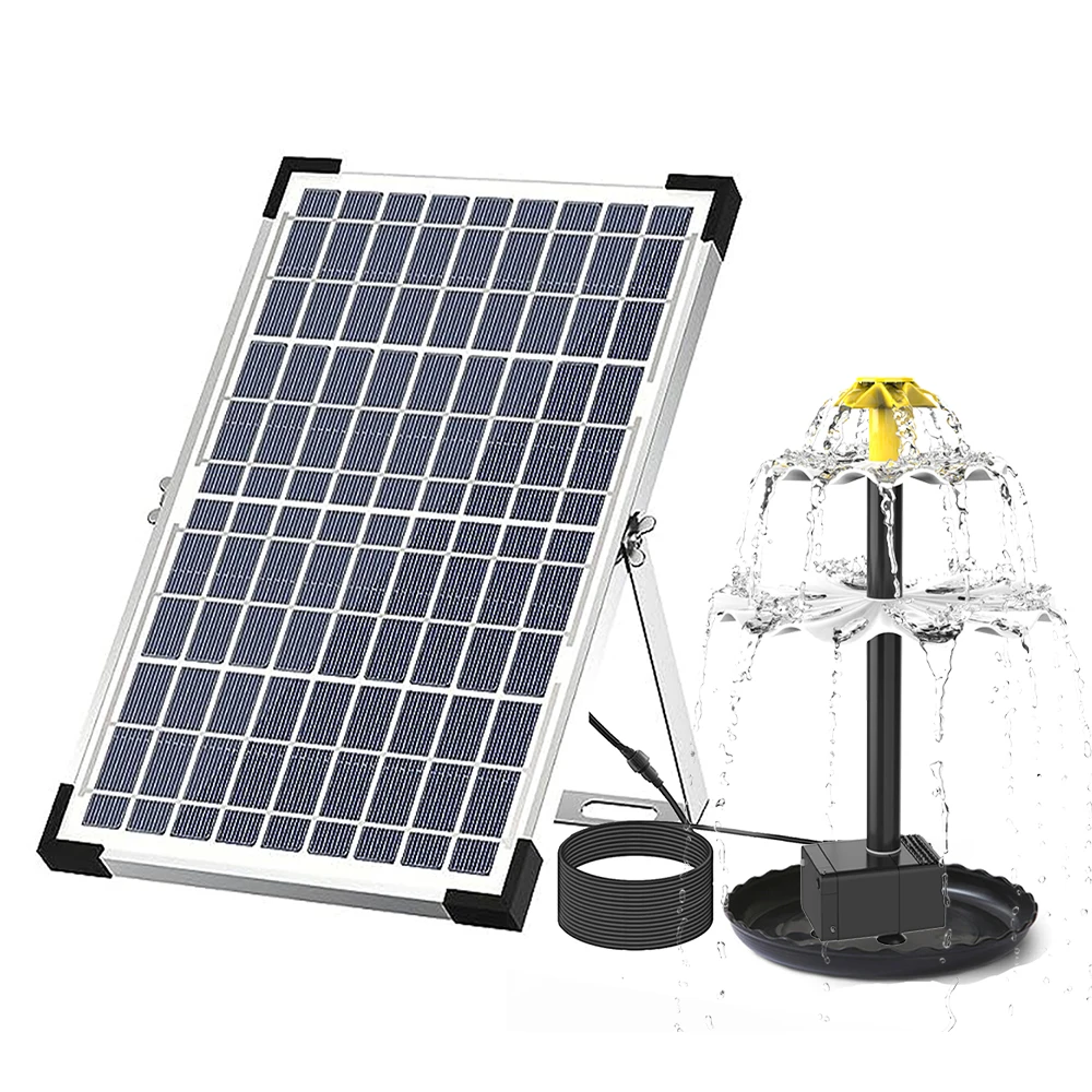 

10W Solar Fountain Pump for Bird Bath with 9 Nozzles Solar Powered Water Fountain Pump for Garden Pond Pool Fish Tank Aquarium