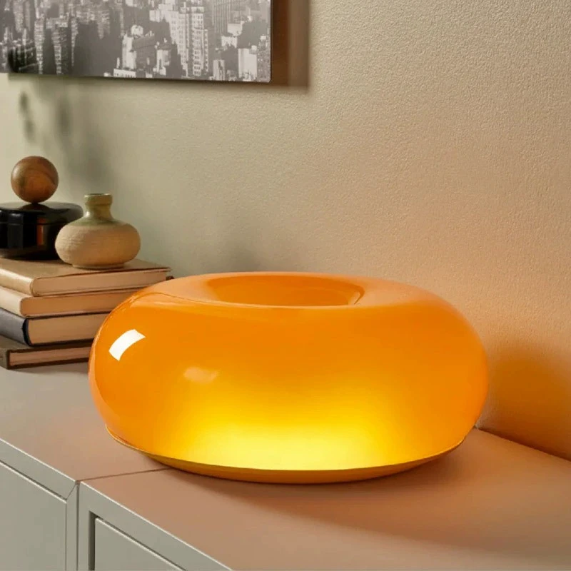 Nordic Donut Lamp Bauhaus Medieval Glass Table Lamp Living Room Dining Room Bedroom Decoration Mushroom Led Table Lamp