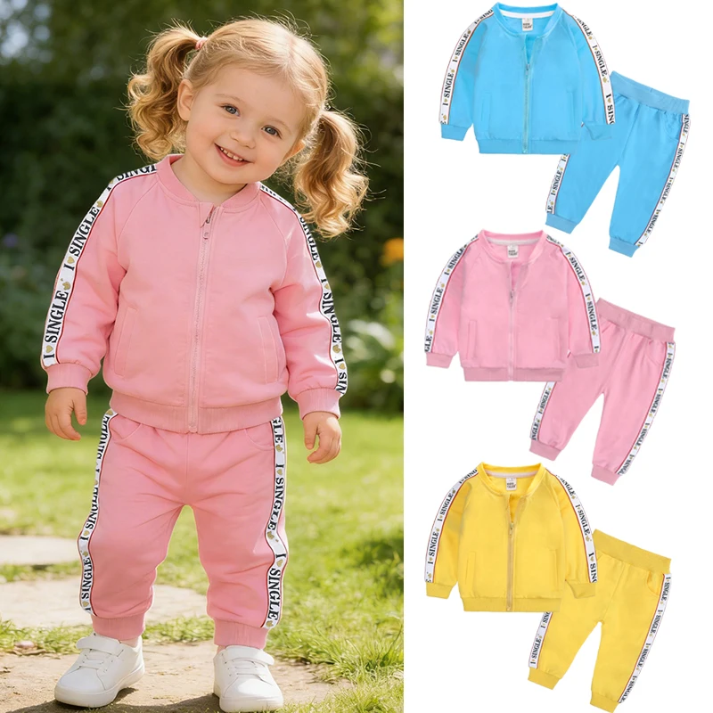 New Born Baby Clothes Set Cotton Newborn Clothing Sets Long Sleeve French Terry Sweatsuits Zip up Toddler Boys Girls Outfits