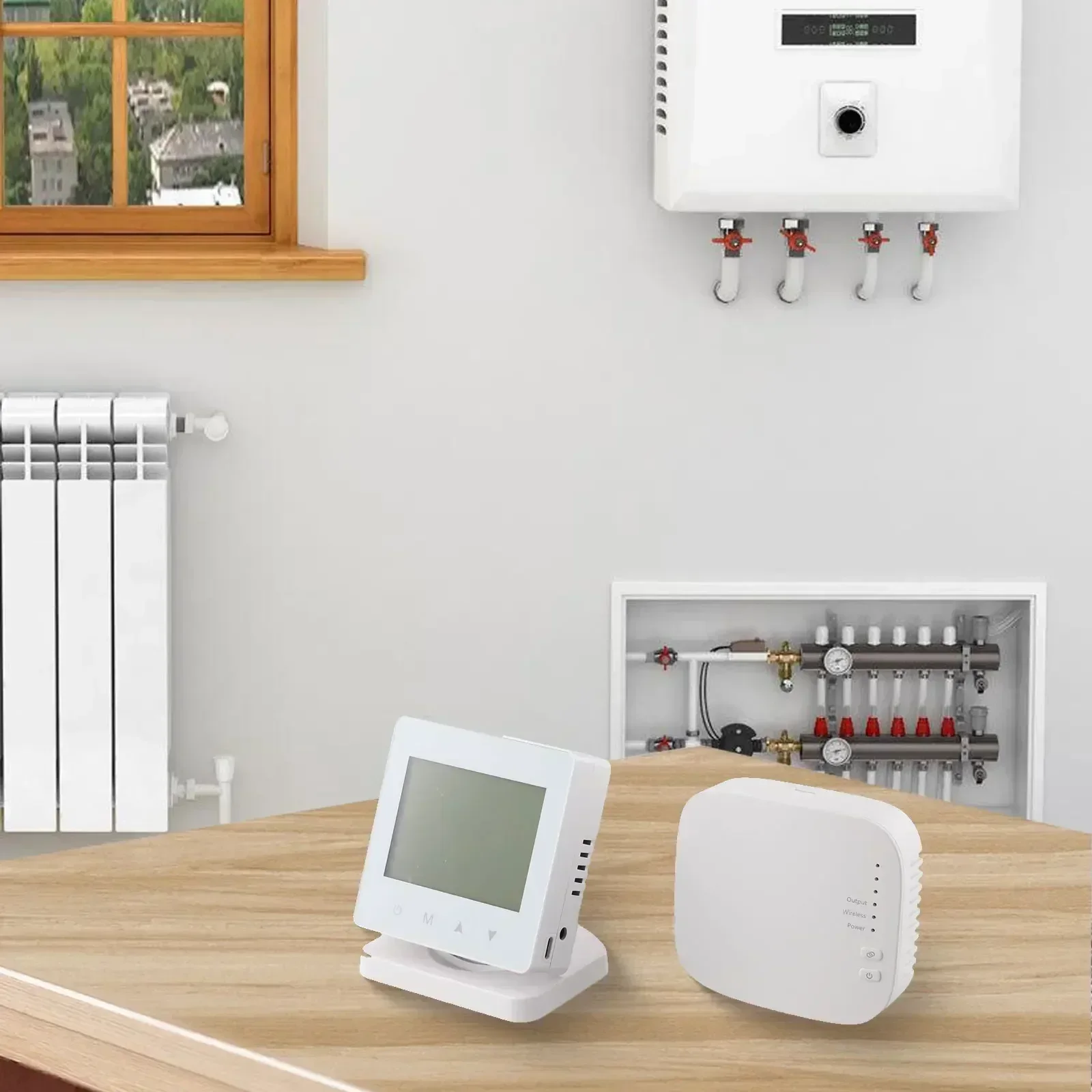 

Домашнее управление температурой RF WiFi термостат энергоэффективная система термостата гибкий источник питания сенсорный экран дисплей