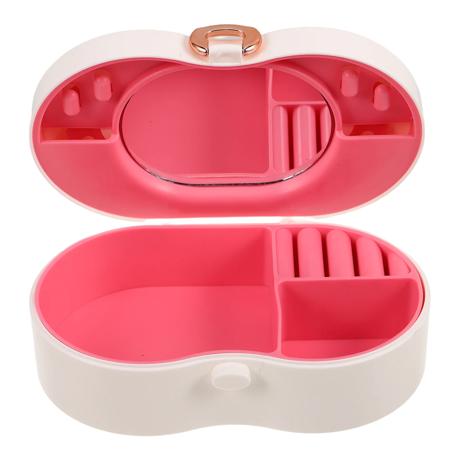 

Elegant Bow Design Makeup Case for Girls Integrated Mirror Compartmentalized Storage Portable Childhood Fun