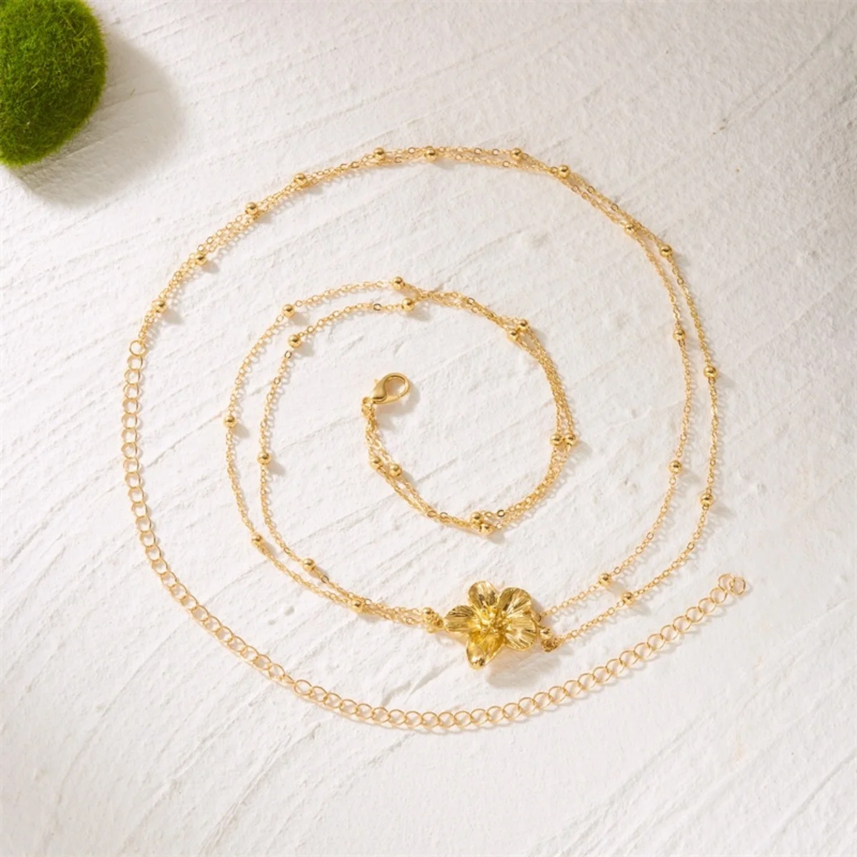 Doppellagige Perlenkette mit Metallblumen-Taillenkette für Damen und Herren, Bohemian-Trend, Schmetterlings- und Blumenmuster, Bauchkette, Körperschmuck – Detail 19
