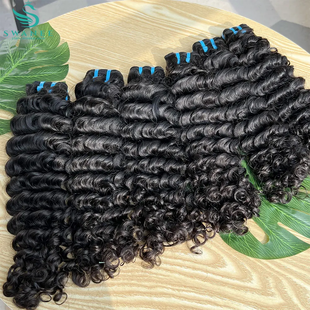 

SWANEE 15A Глубокие вьющиеся пучки человеческих волос 1/3/4 пучка Бразильские натуральные черные человеческие волосы Remy Hair 100% натуральные человеческие волосы