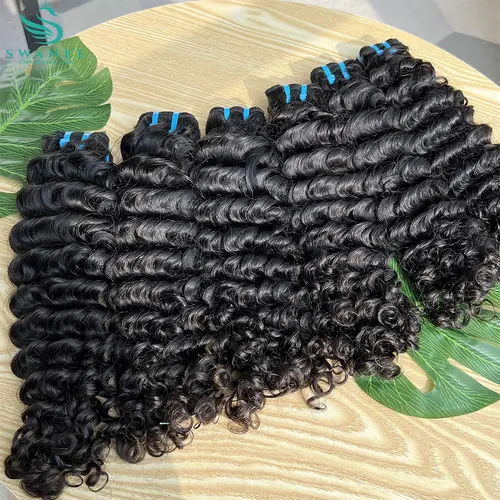 SWANEE 18A extensiones de cabello humano rizado profundo 1/3/4 mechones cabello humano negro Natural brasileño cabello Remy 100% cabello humano Natural