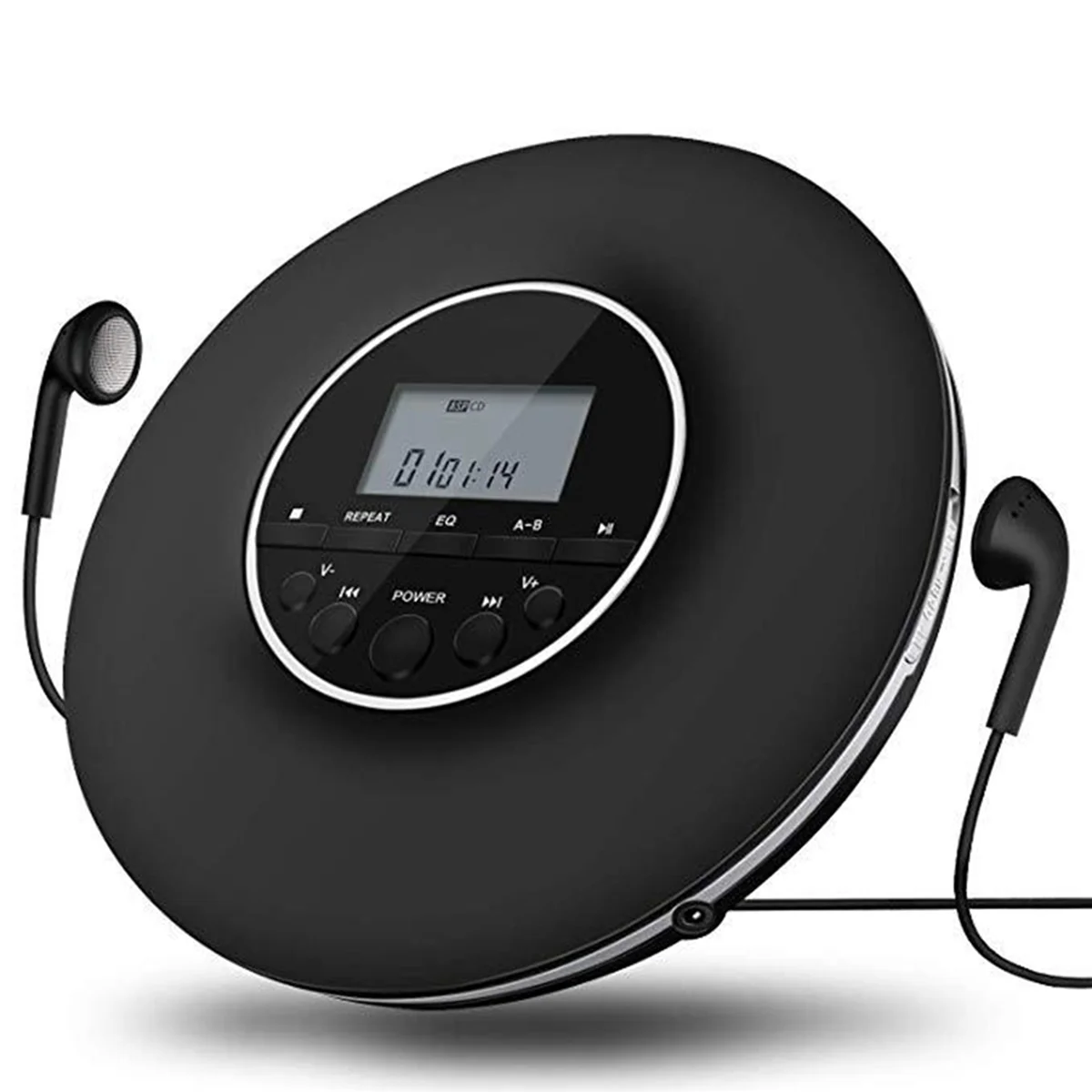 

A14M Portable CD Player MP3 Music Player with Stereo Earbuds and Bluetooth Output CD Player with LCD Display Black
