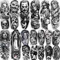 1 Sheet Full Arm Chichano Gangster Temporary Tattoos Sleeve Rebellious Nun Girls Design Arm Tatoo Waterproof Fake Tattoo Sticker