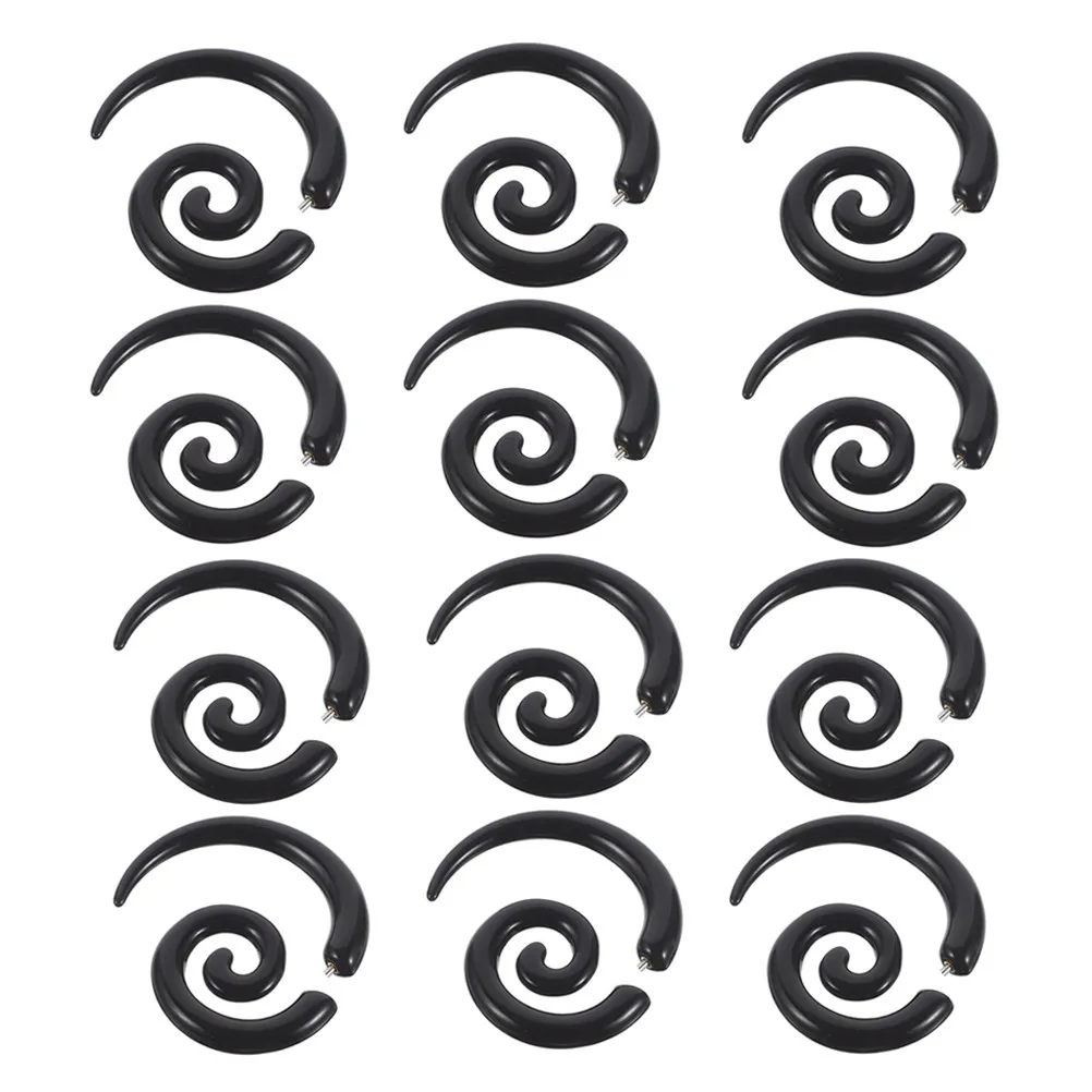 6-pares-de-brincos-de-espiral-em-aco-inoxidavel-com-design-elegante-de-asa-irregular-confortaveis-e-anti-irritacao-plugs-falsos-em-espiral