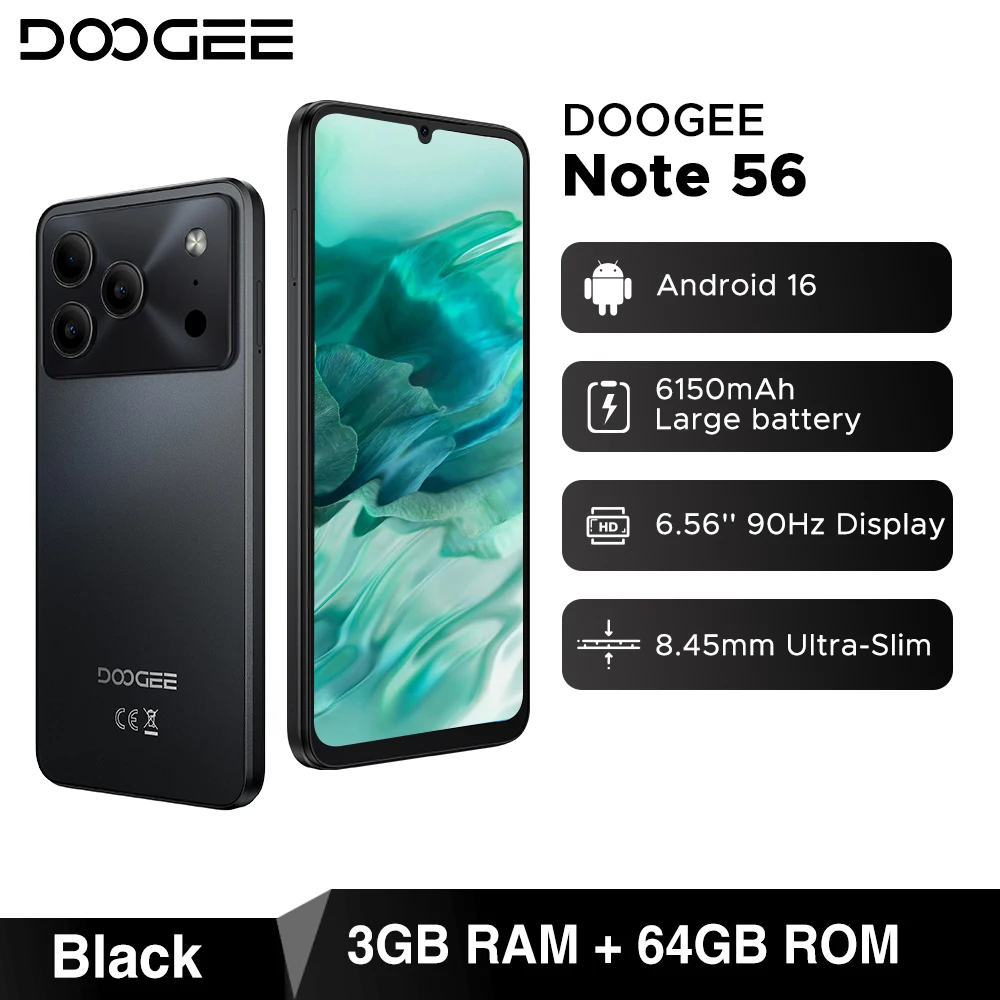 Global Version DOOGEE Note 56 Smartphone Android 16 6150mAh Large