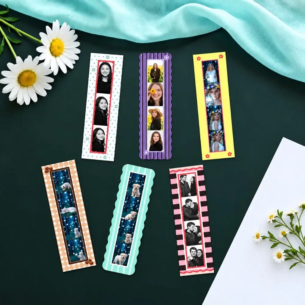 8pcs Decorative Magnetic Photo Frames Rectangular Colorful Refrigerator Photo Frames Full Back Magnet Lightweight