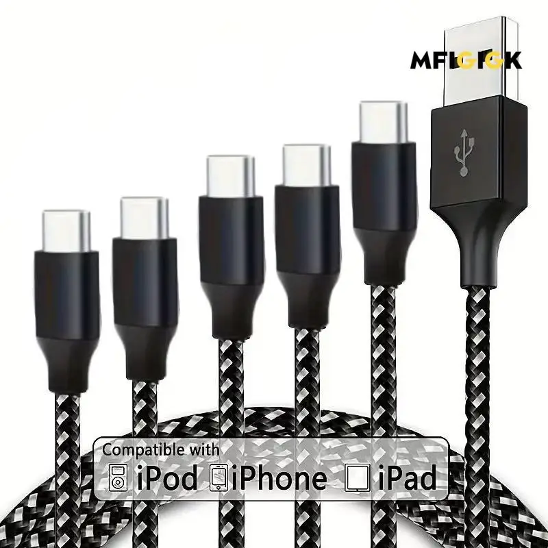 MFIGlGK [Szybka ładowarka] 5 szt. Kabli USB C typu C |   Szybka ładowarka, kabel do transmisji danych 10FT |   Kabel USB typu C do szybkiego ładowania