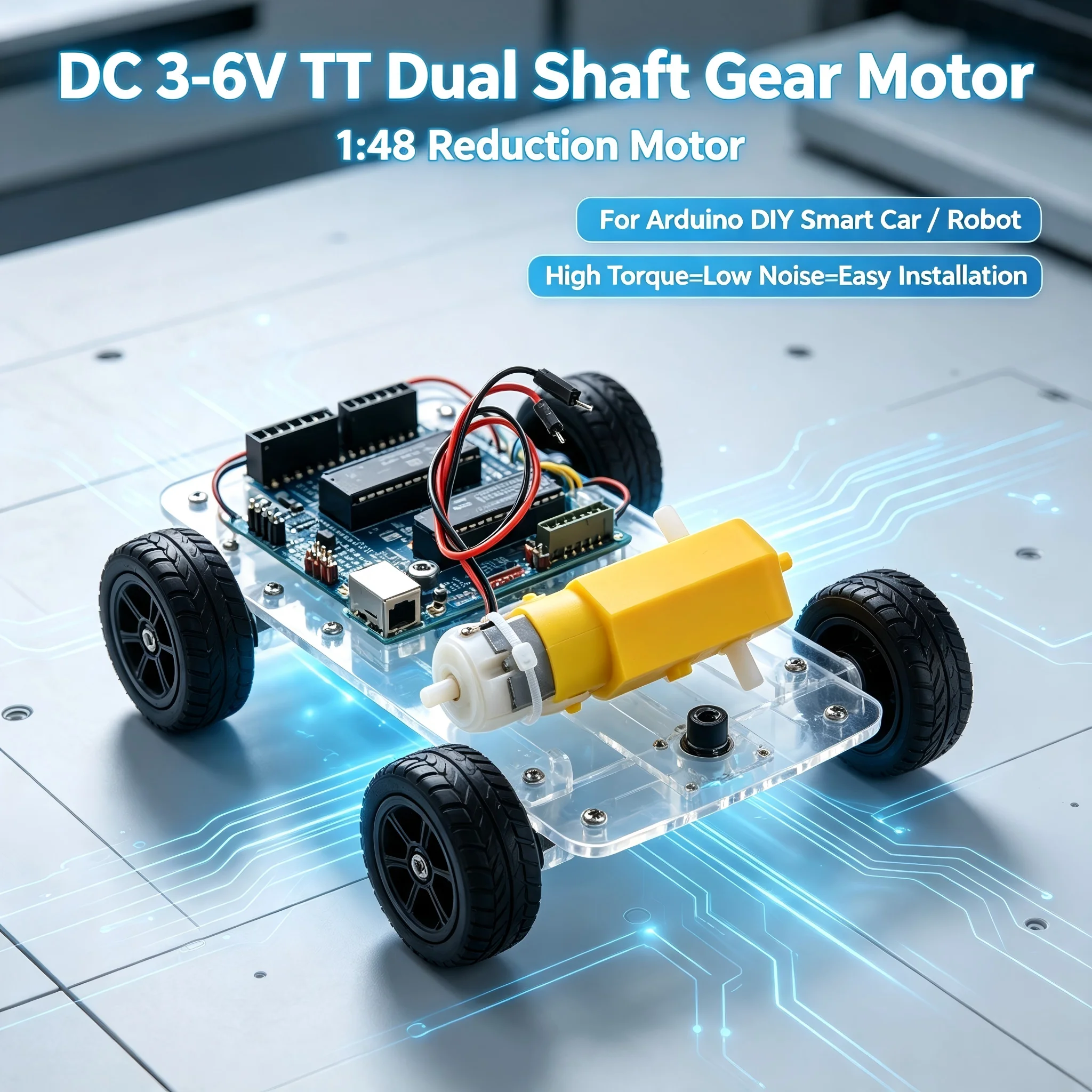 1-5pcs Dual Shaft TT Motor DC 3-6V for Smart Car Robot Gear Motor Install EMC Smart Car Chassis Four Drive Car Motor Gearmotor