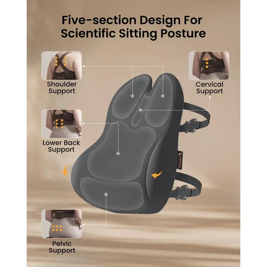 Almohada de apoyo lumbar para silla de oficina, almohada de soporte de espalda de espuma viscoelástica para aliviar la fatiga de la parte inferior de la espalda, silla de escritorio con almohada lumbar