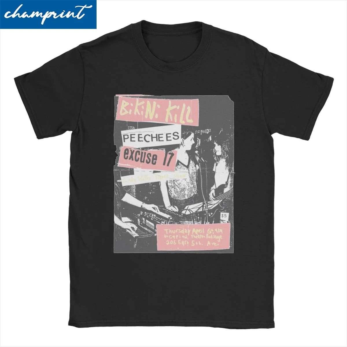 Peecees Punk Rock Band Men Women's T Shirts Bikini Kill Novelty Tee Shirt Short Sleeve  T-Shirt 100% Cotton Plus Size Clothes