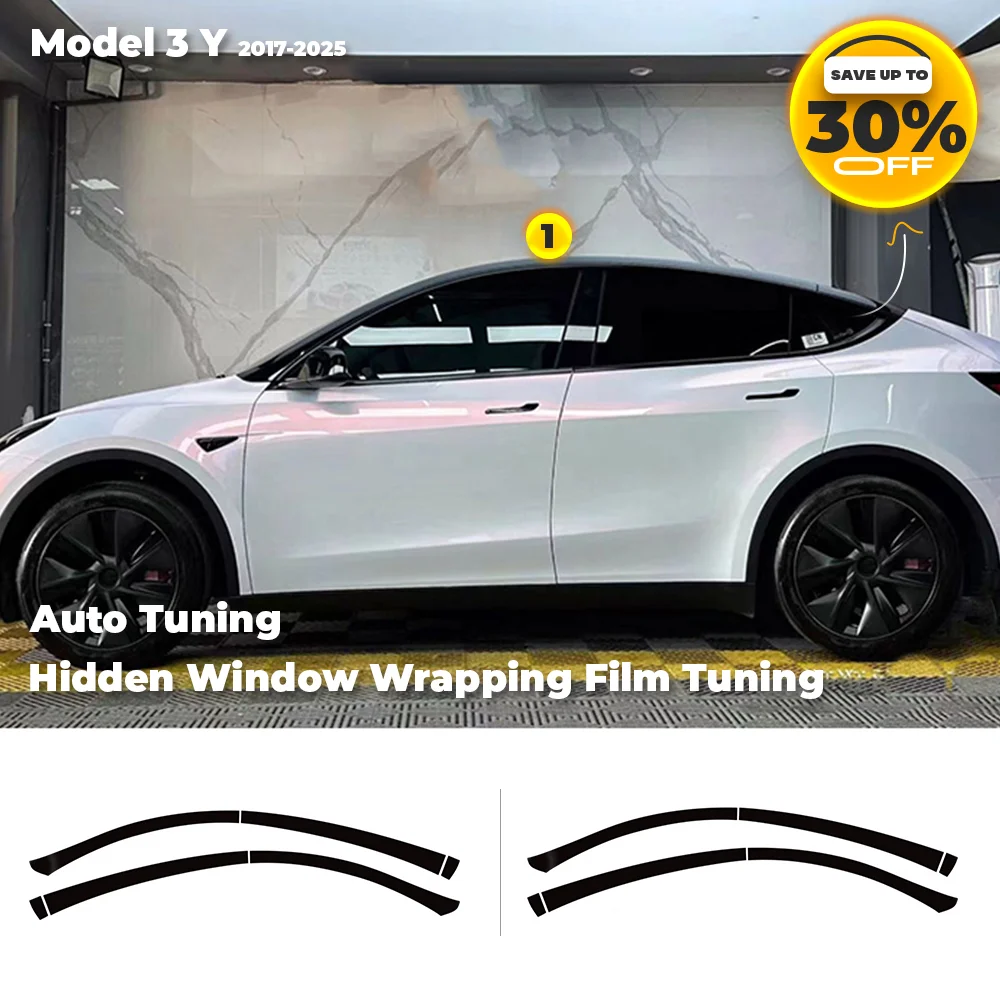 Hidden Roof Vinyl Wrap For Tesla Model 3 Highland 2024 Strip Film Trim Cover Black Model Y X S Floating Roof Sticker Accessories