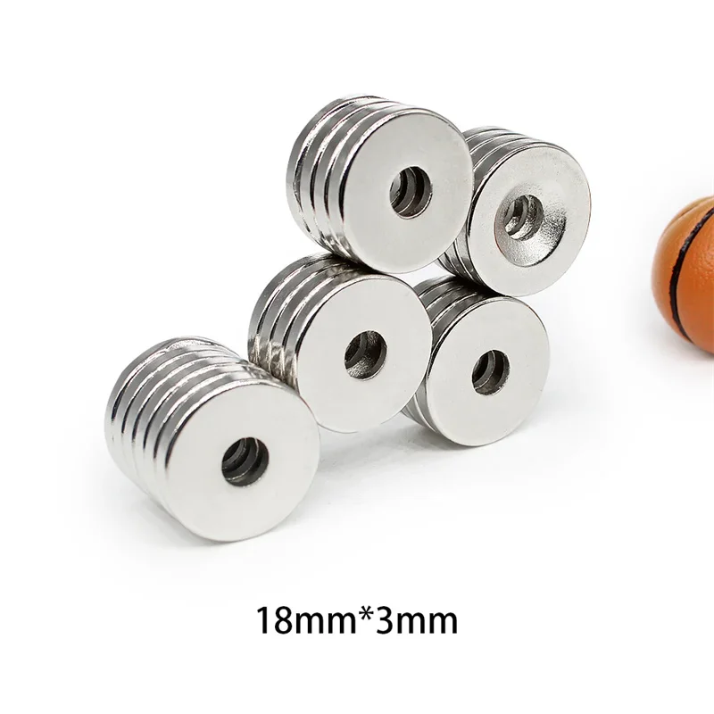 18x3-5mm Small Round Powerful Magnets 18*3 mm Hole 5mm For Home Refrigerator,Office,DIY 18*3-5