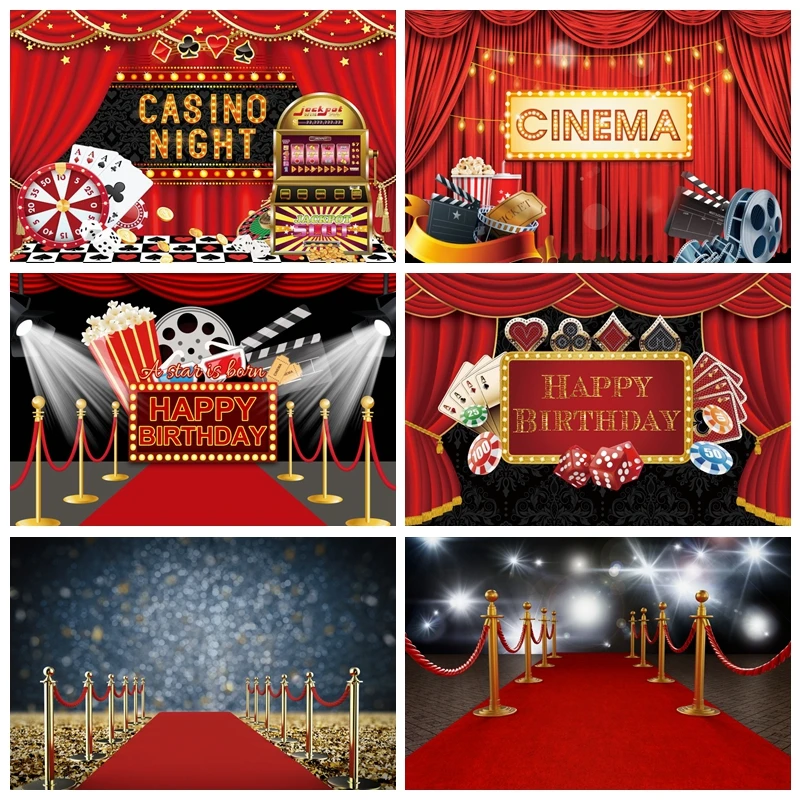 Shinny Stage Cinema Red Carpet Card Game Console Poker Backdrop Birthday Party Background Photography Photo Studio Photophone