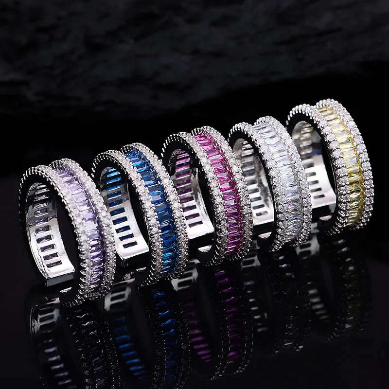 

Women's Micro Inlaid Colored Zircon Ring Light Luxury Open Mouth Index Finger Ring Jewelry LYJ219
