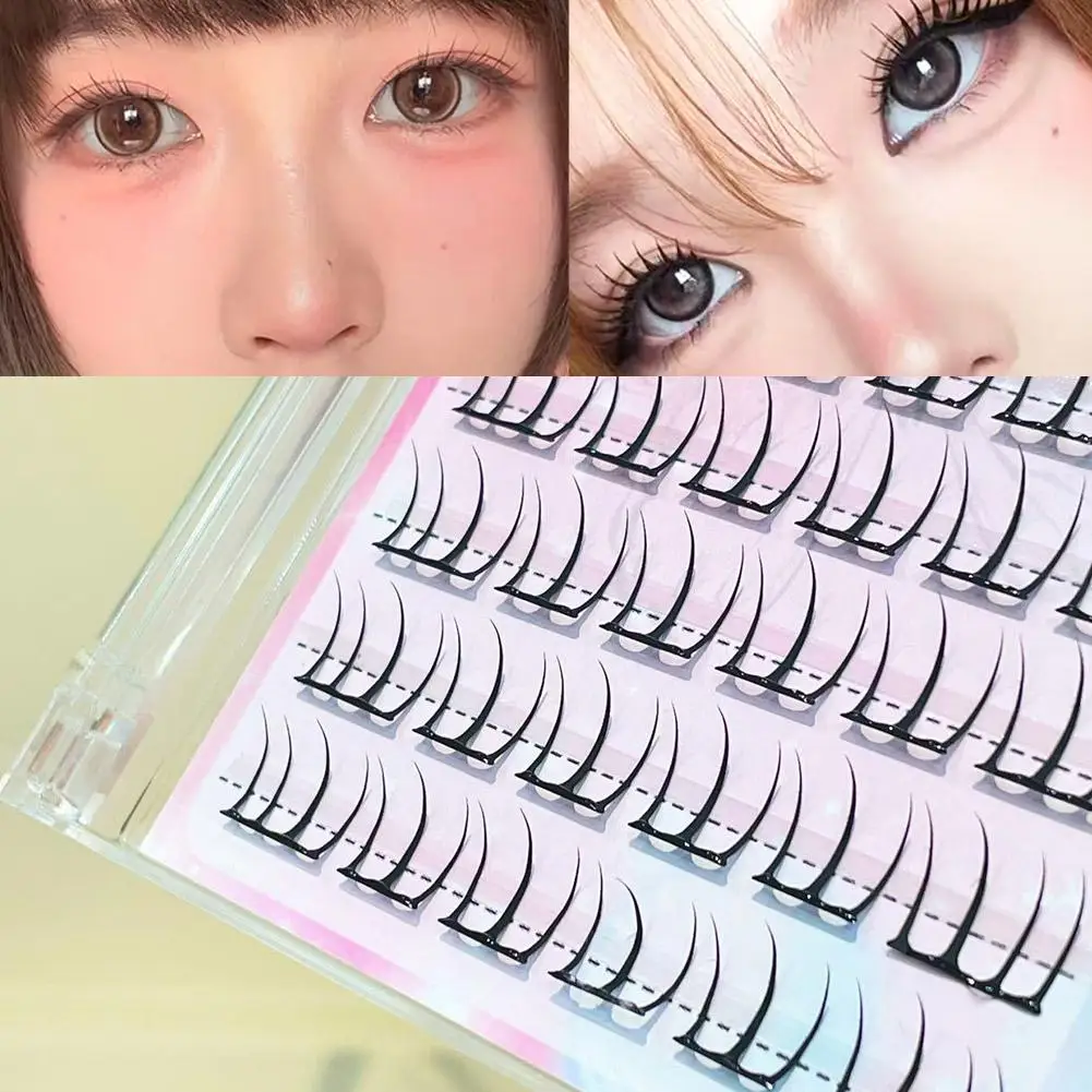 Pas de colle faux cils fin soleil cils naturel moelleux C grappes Extensions de cils Curl cils mélange auto-adhésif maquillage bricolage F4N1