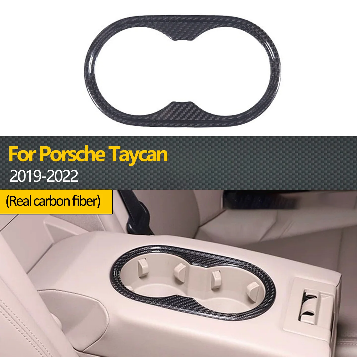 

Подстаканник на подлокотник заднего сиденья из сухого углеродного волокна для Porsche Taycan/Macan 2019-2022 гг.