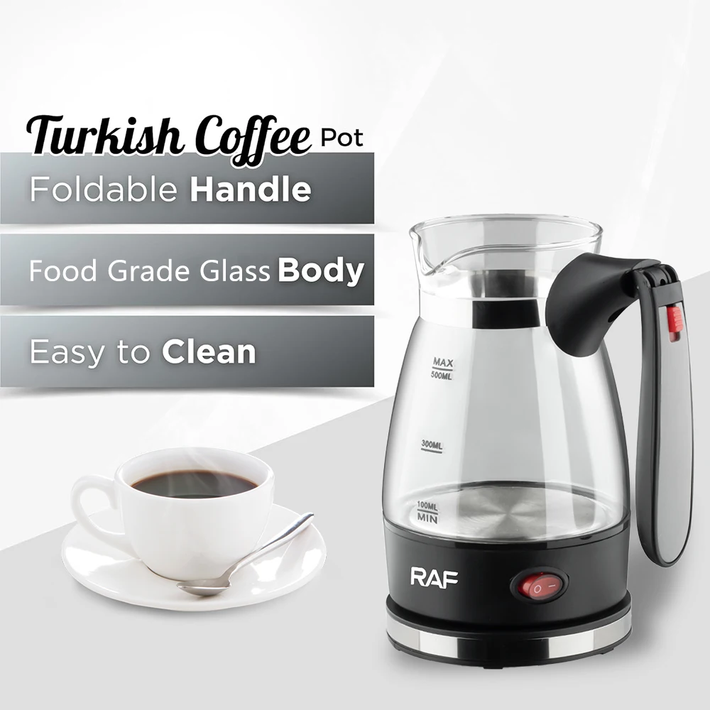 600W Turkish Coffee Pot Portable Coffee Maker Italian Arabic Greek Mocha Pot Coffee Machine Foldable Handle Easy for Home Travel