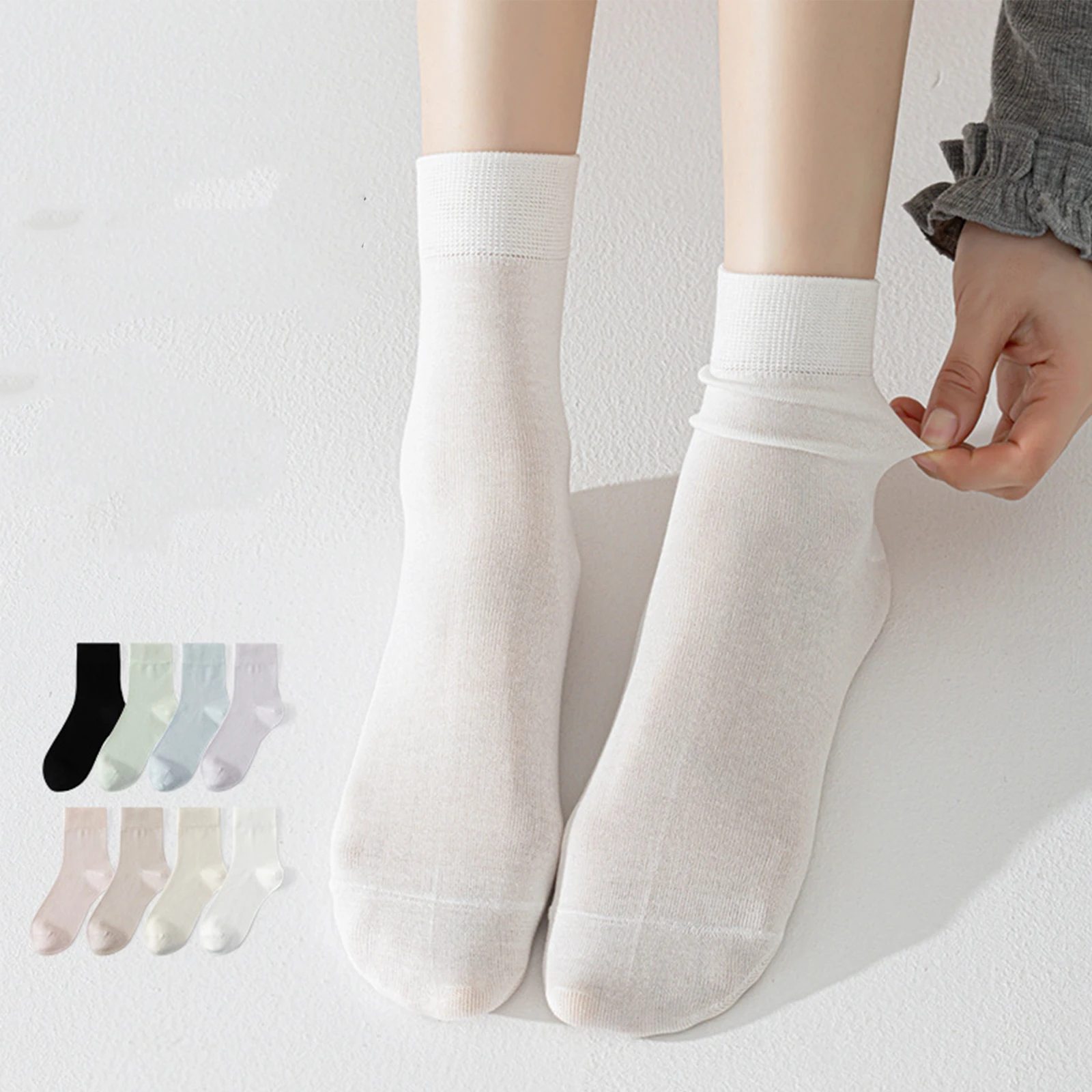 Women Thin Socks Breathable Cooling Summer Socks Antibacterial Odor Control Casual Socks Seamless Comfortable Crew Socks