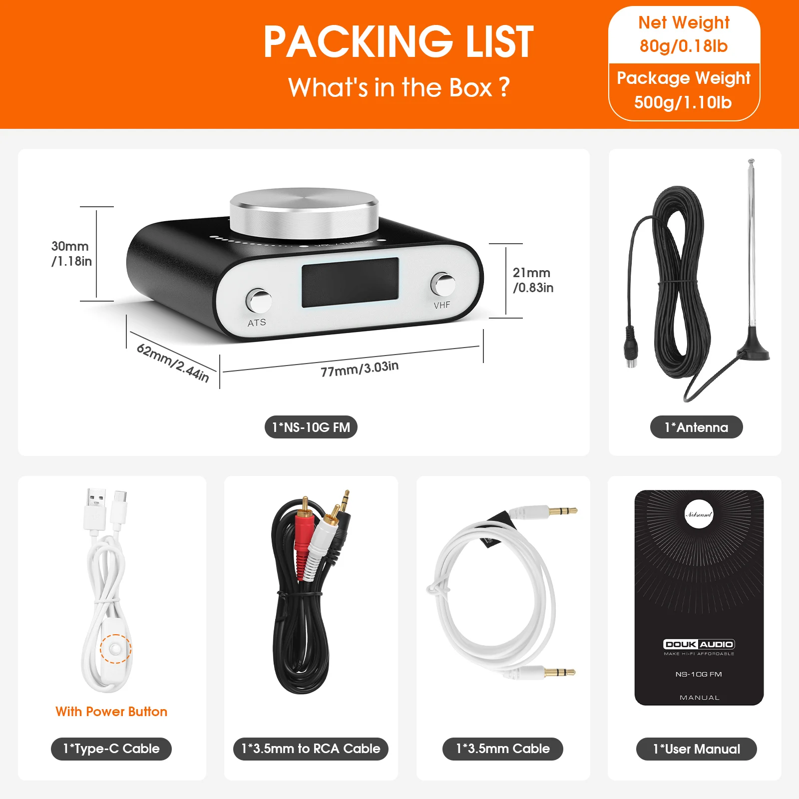 Nobsound Mini 64-108MHz موالف راديو FM يدوي وجهاز استقبال البحث التلقائي للمنزل/السيارة مع شاشة عرض
