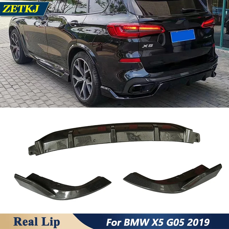 Real Carbon Fiber Material Car Rear Bumper Lip Diffuser Splitters Aprons Protector For BMW X5 G05 Modification 2019 Body Kits