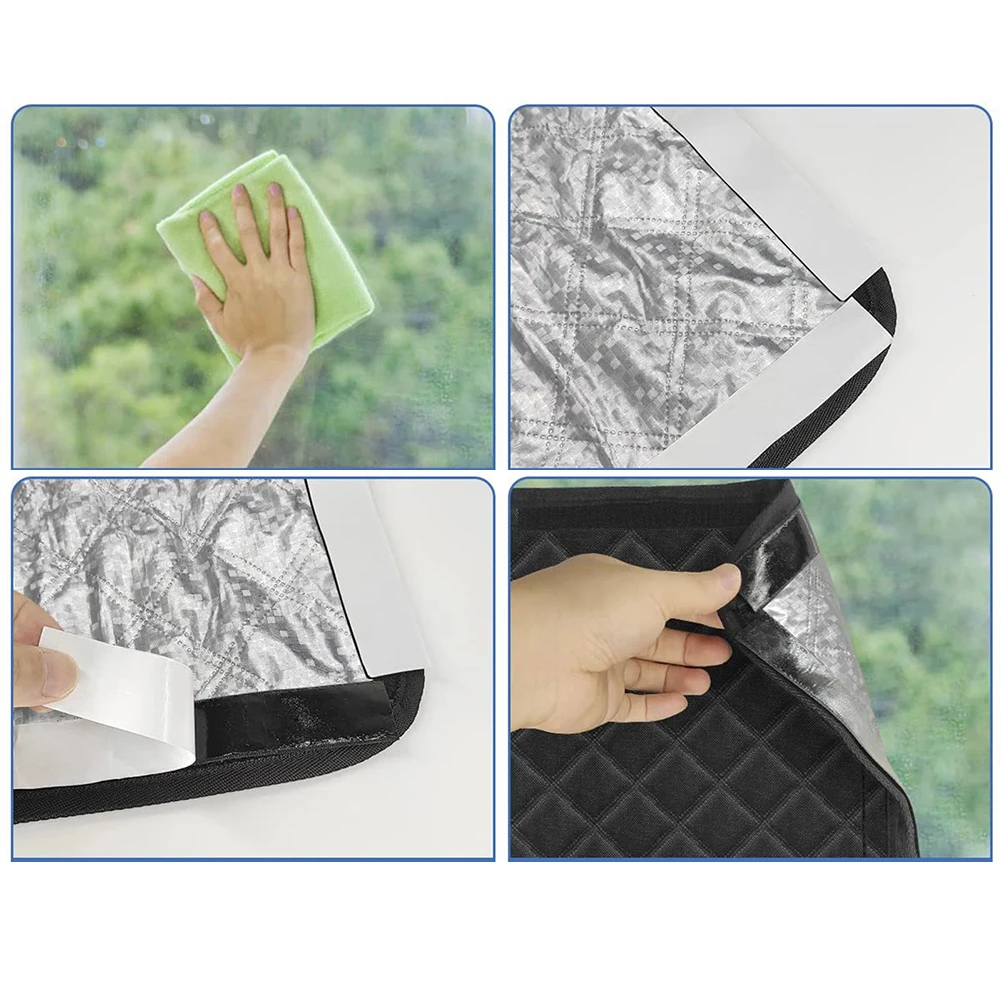 Blackout RV Curtain Foldable Shade Outdoor Sun Protection 63.5*41cm Aluminum Foil Construction Easy Installation