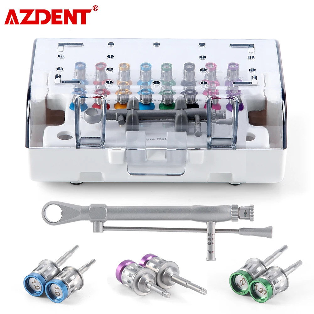 AZDENT Dental Implant Torque Screw Driver Wrench Kit Dentistry Implant Restoration Tool 16pcs Screwdrivers With Wrench Set