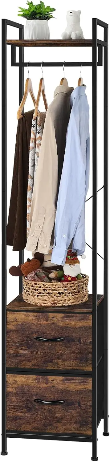 

Вешалка для одежды 3-х ярусная вешалка для одежды сверхмощная с тканевыми ящиками и полками для хранения отдельно стоящая подставка-органайзер для шкафа