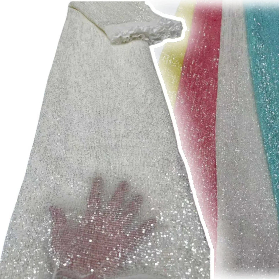 Tessuto di pizzo africano da 5 metri Tessuto di pizzo nigeriano ricamato con paillettes di perline Tessuto di pizzo netto francese africano di alta qualità AH1545