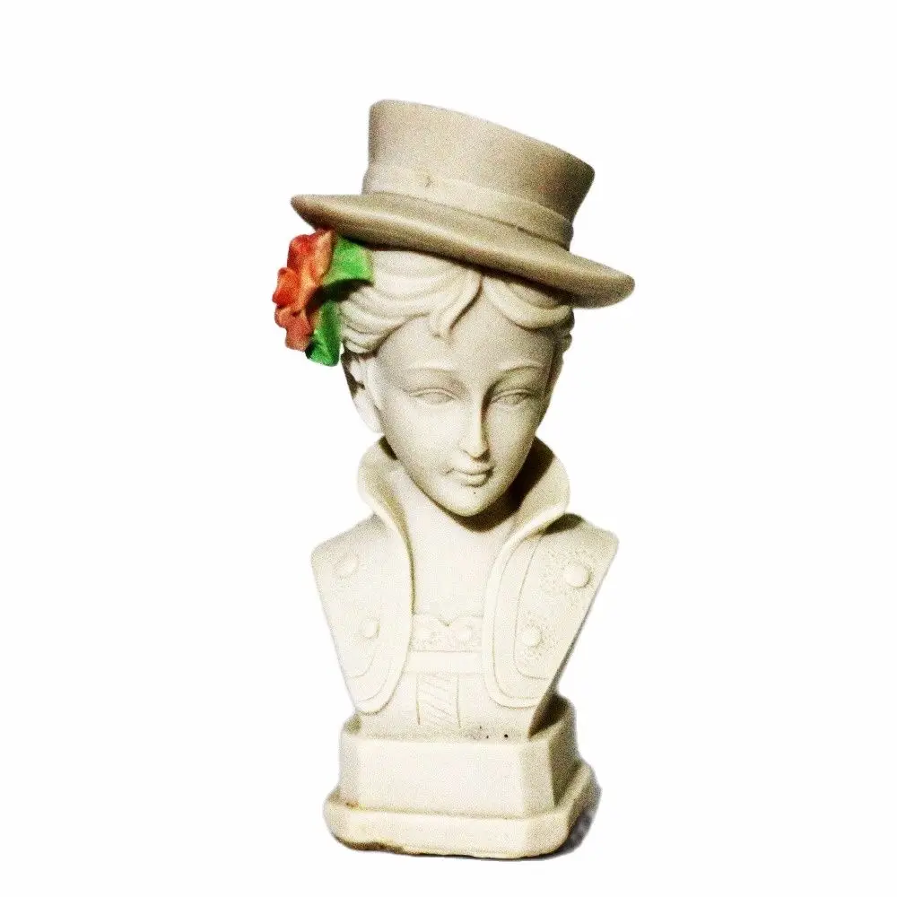 3D Lady Statue Candle Silicone Molds Fashion Top Hat Rose Half-Body Girl DIY Handmade Wax Soap Plaster Resin Clay Mould