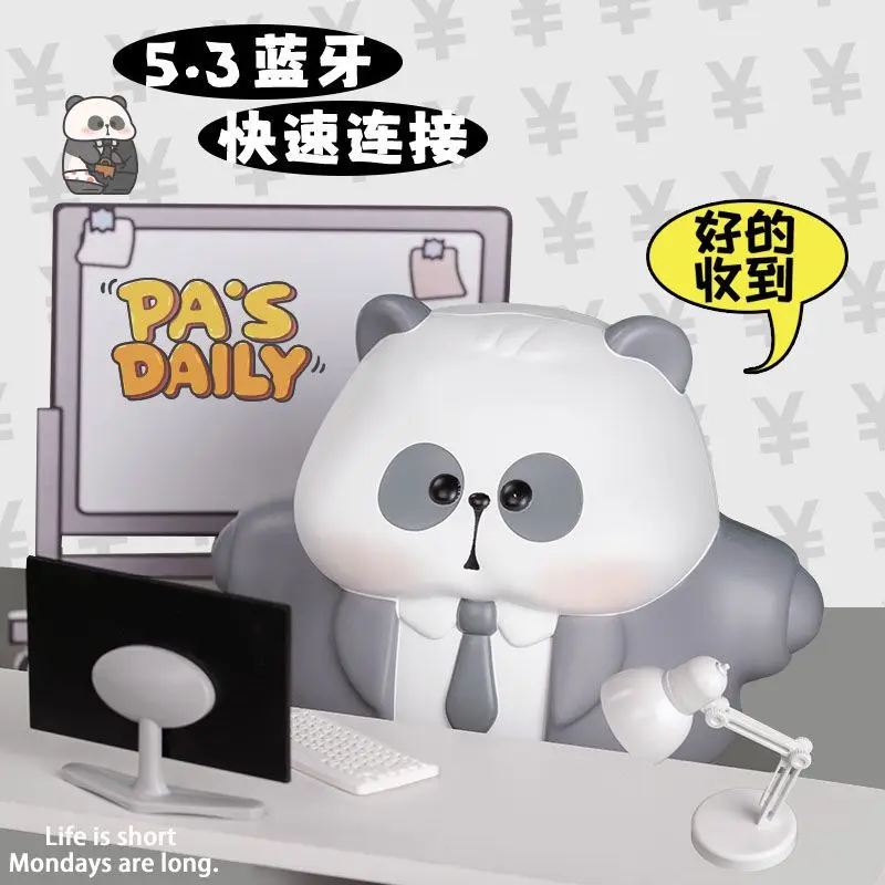 Kawaii Mr.Pa Teacher Bluetooth Speaker Ornaments Anime Figures Panda Mr.Pa Speaker Collection Decor Toys Birthday Gift For Girls