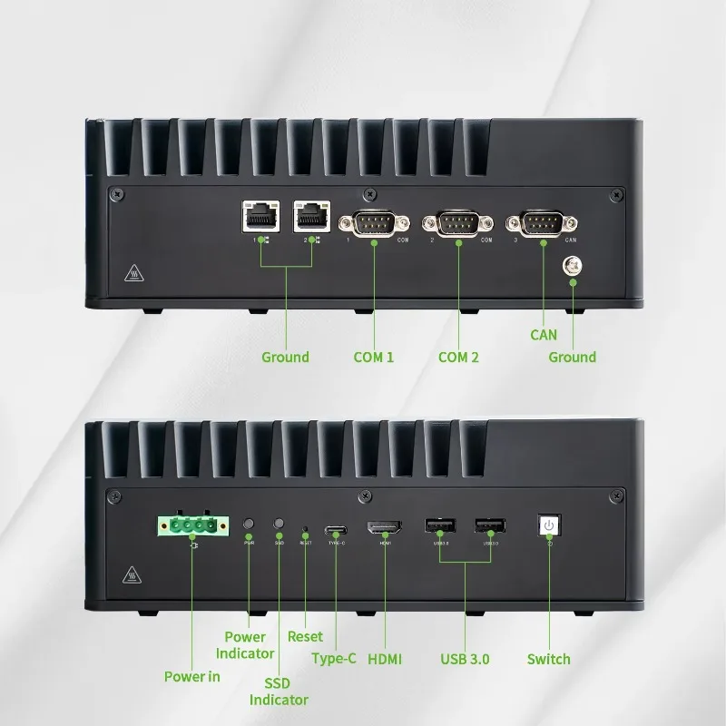 16G NV EA-B500 كمبيوتر صناعي بدون مروحة 100 TOPS خادم الأسهم لمعالجة الصور الذكاء الاصطناعي الكمبيوتر المدمج