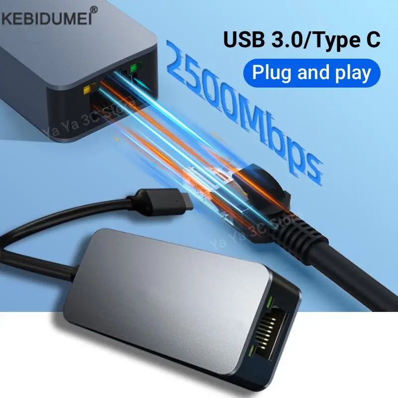 

2500Mbps USB 3.0 Type-C To RJ45 Network Card 2.5G Lan Ethernet Adapter RTL8156 Network Card for PC Macbook Windows Laptop