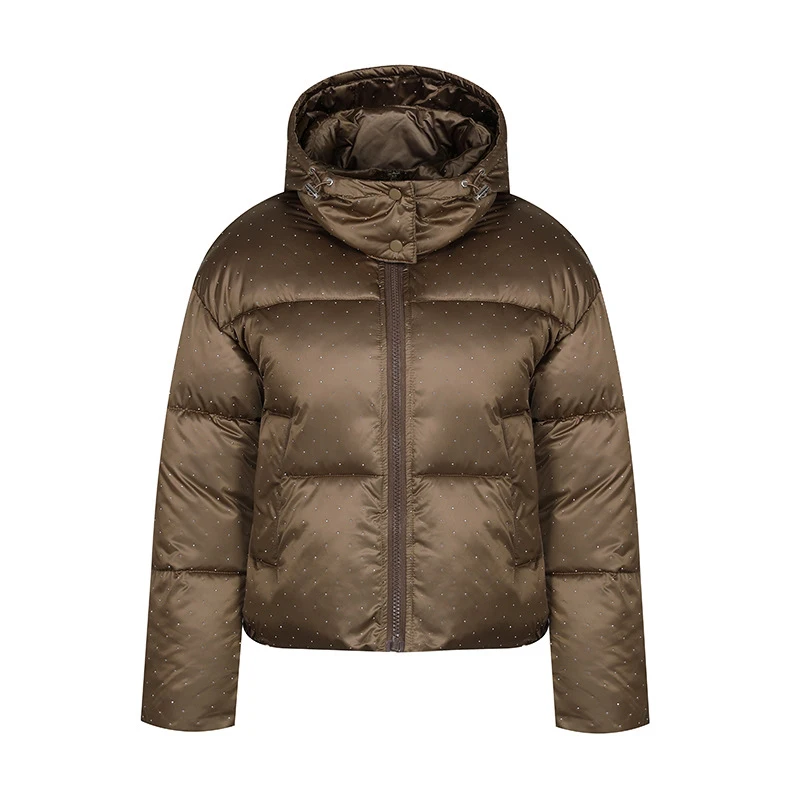 

Winter Warm Women Down Parkas Solid Hooded Puffer Jacket Thicken Female Cotton Padded Coat Loose Snow Outerwears