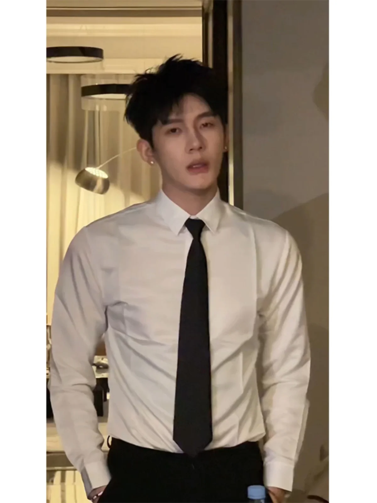 

Мужская белая рубашка с длинным рукавом Ele White Long Sve, деловая, формальная, для ношения под костюм, идеально подходит для весны и осени, из полиэфирного волокна.