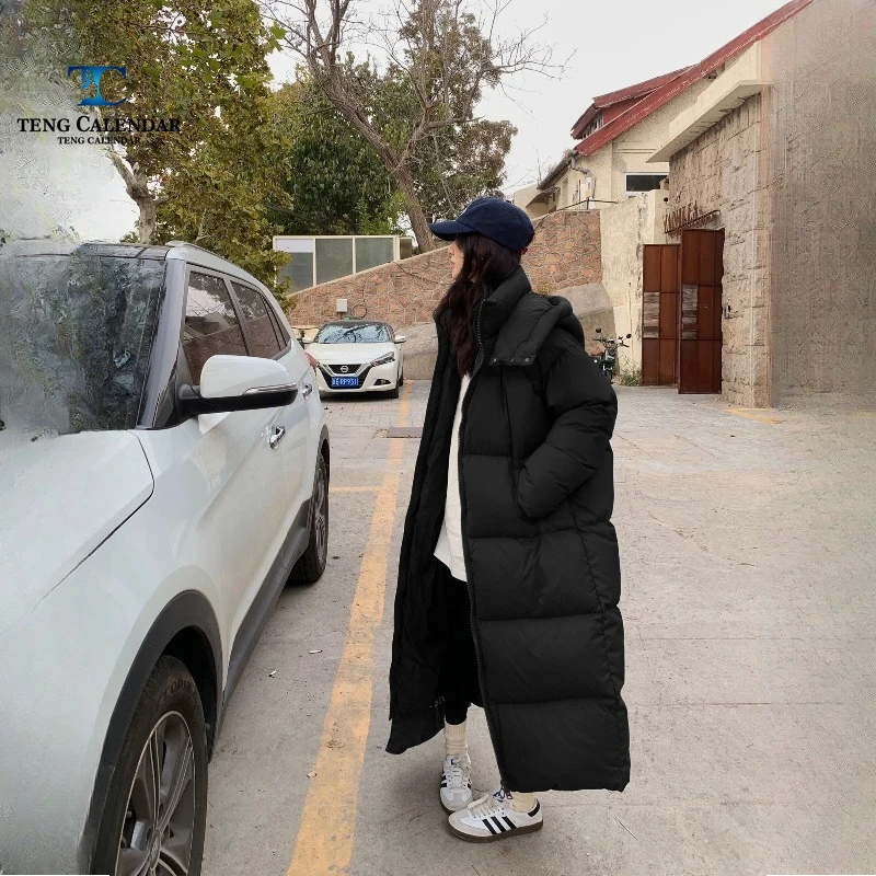 Jaqueta de inverno para baixo e algodão, edredom longo acima do joelho até o tornozelo, jaqueta grossa, novo estilo de inverno 2025 masculino e feminino