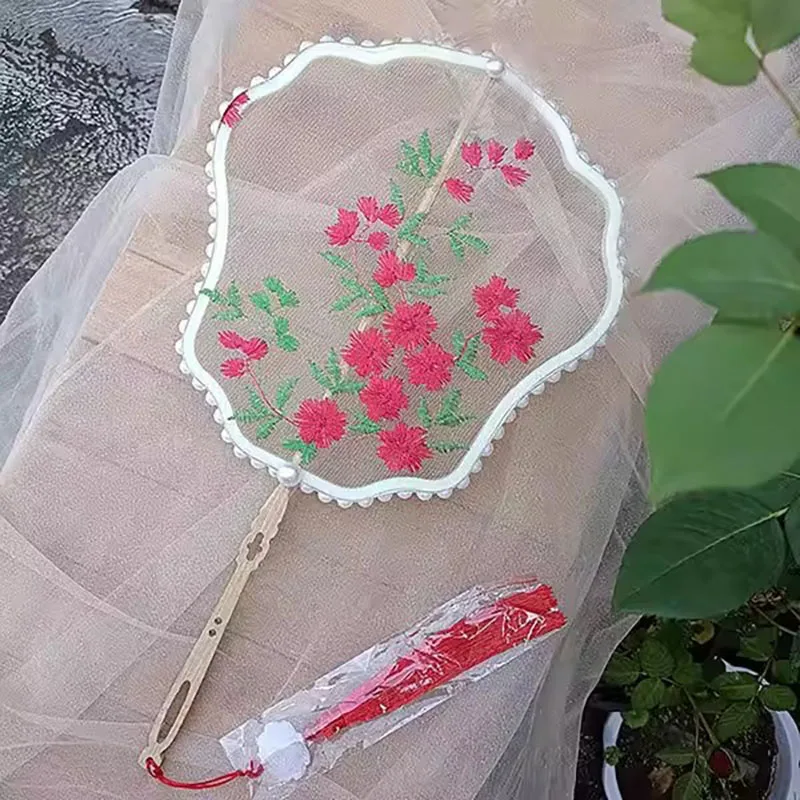 Chinese Traditional Embroidery Hand Fan, Vintage Chinese Ancient Costume, Han Fu Dance, Cheongsam Fan, Long Handle Performance